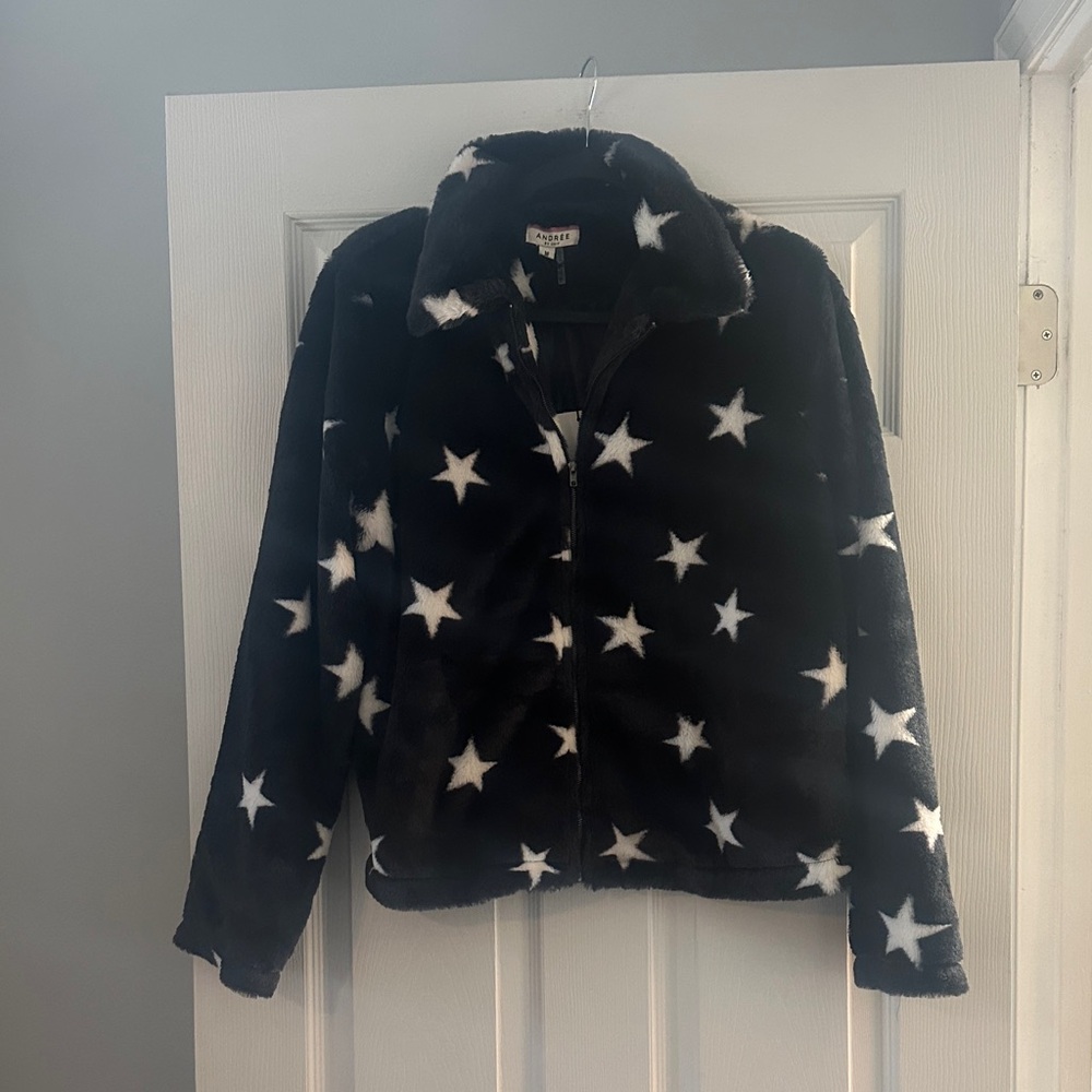 Andree Black and White Star Fleece Jacket